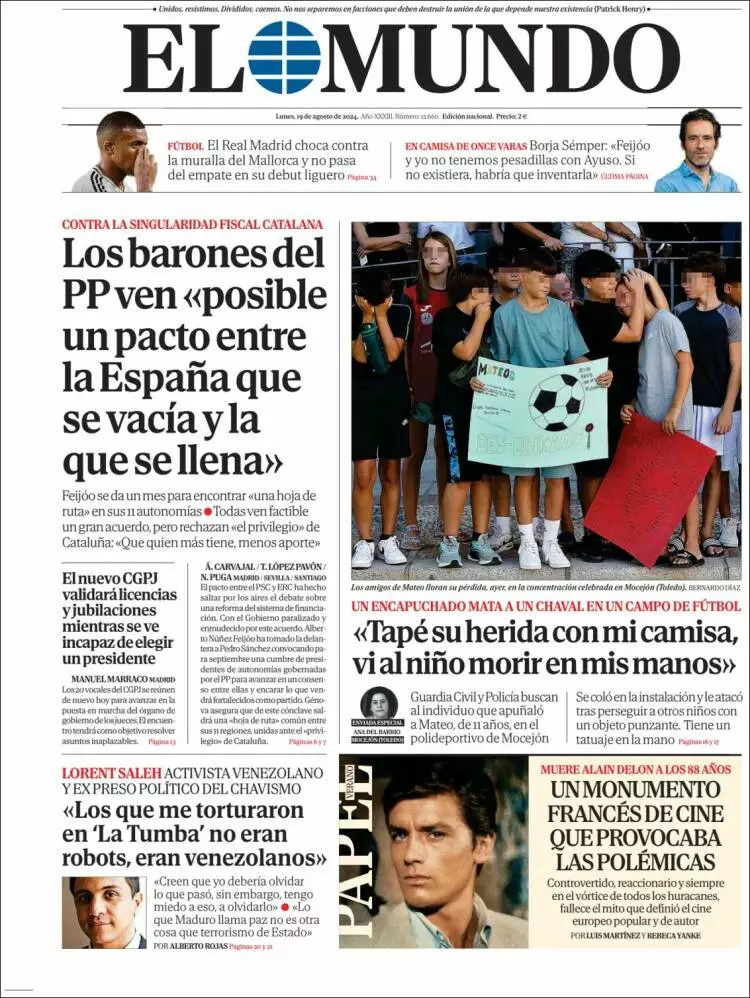 Prima-pagina-elmundo-edizione-di-oggi-2024-08-19