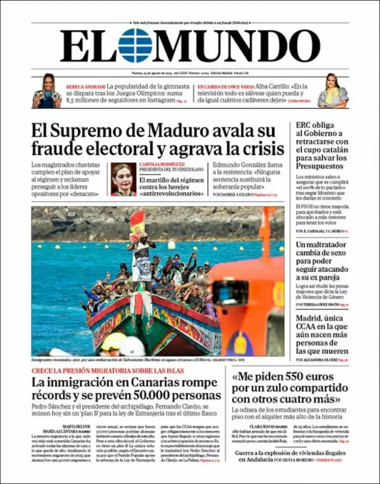 Prima-pagina-elmundo-edizione-di-oggi-2024-08-23