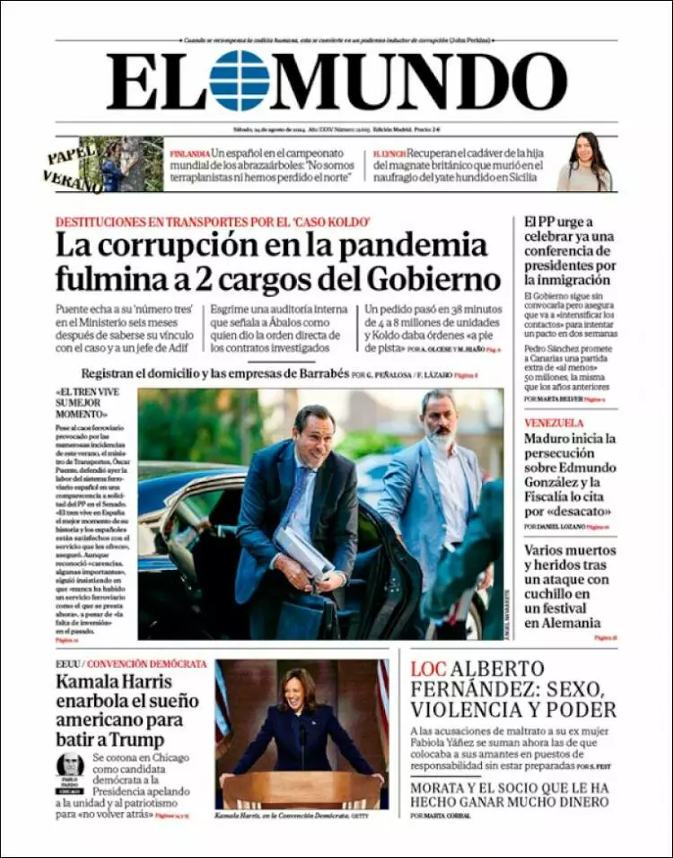 Prima-pagina-elmundo-edizione-di-oggi-2024-08-24