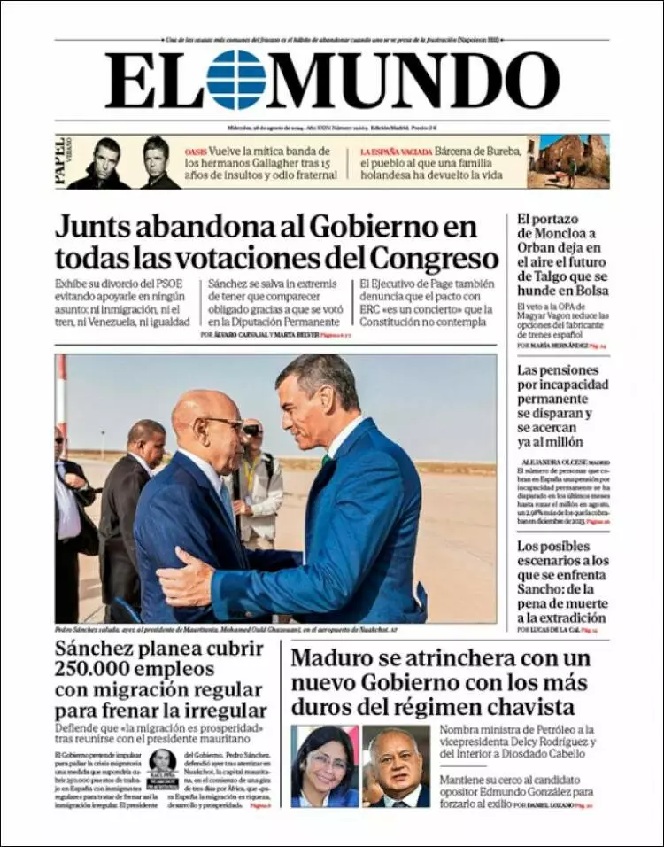 Prima-pagina-elmundo-edizione-di-oggi-2024-08-28