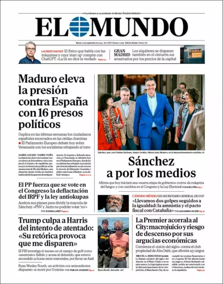 Prima-pagina-elmundo-edizione-di-oggi-2024-09-17