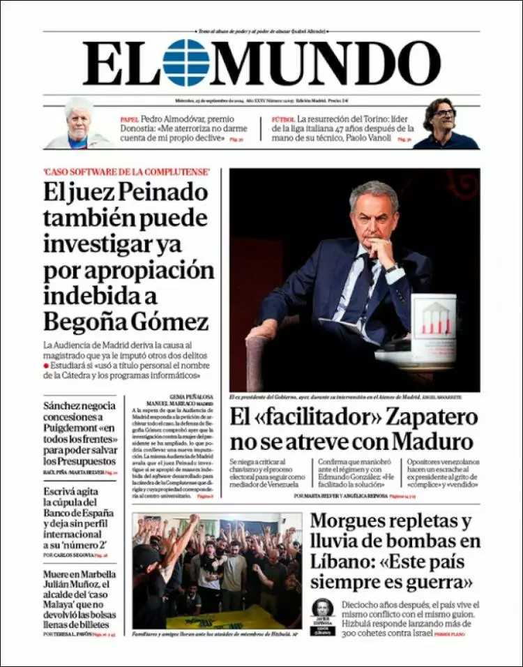 Prima-pagina-elmundo-edizione-di-oggi-2024-09-25