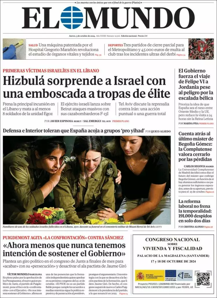 Prima-pagina-elmundo-edizione-di-oggi-2024-10-03