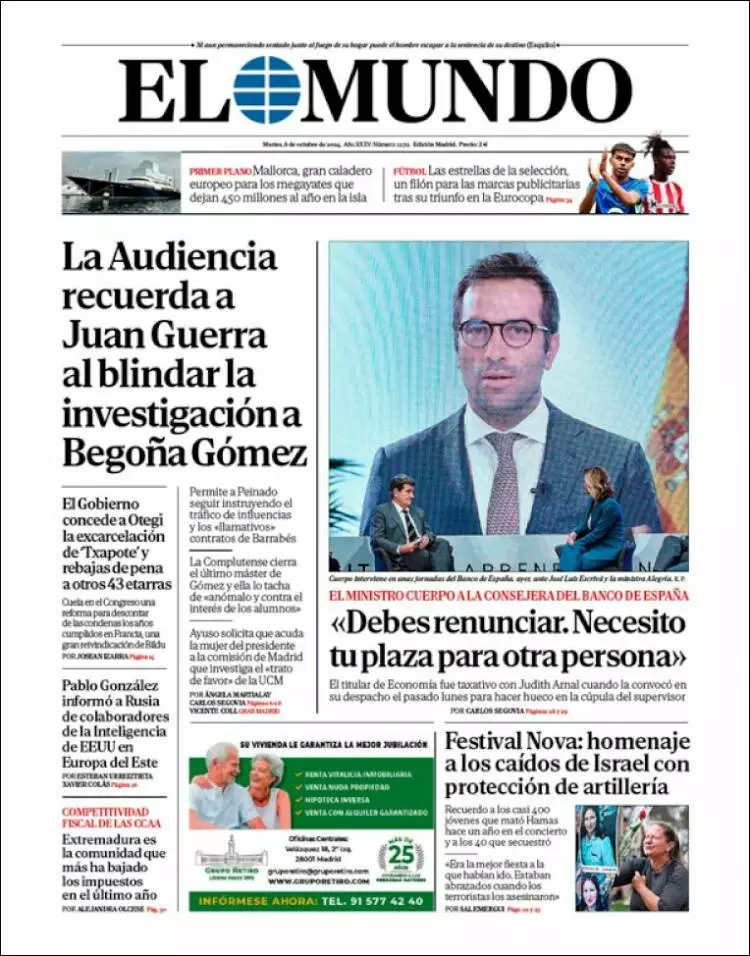 Prima-pagina-elmundo-edizione-di-oggi-2024-10-08