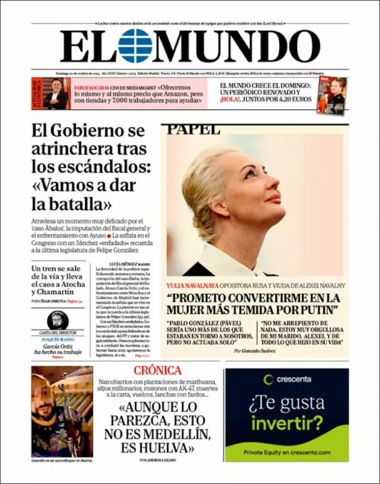 Prima-pagina-elmundo-edizione-di-oggi-2024-10-20