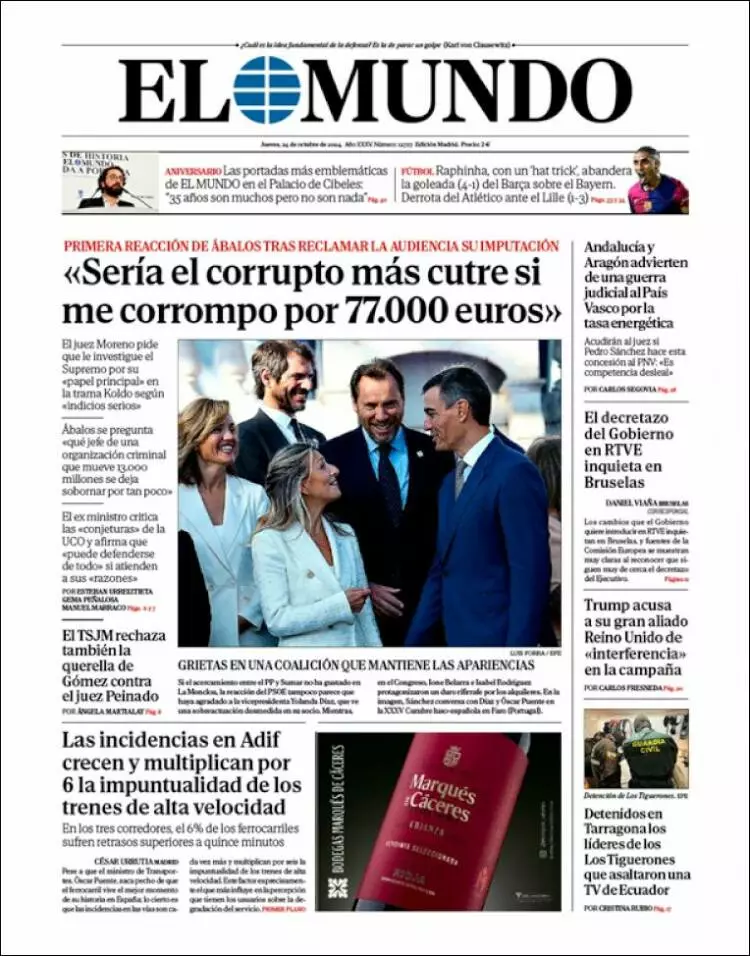 Prima-pagina-elmundo-edizione-di-oggi-2024-10-24