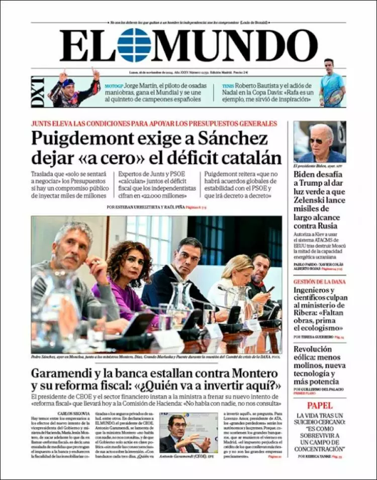 Prima-pagina-elmundo-edizione-di-oggi-2024-11-18