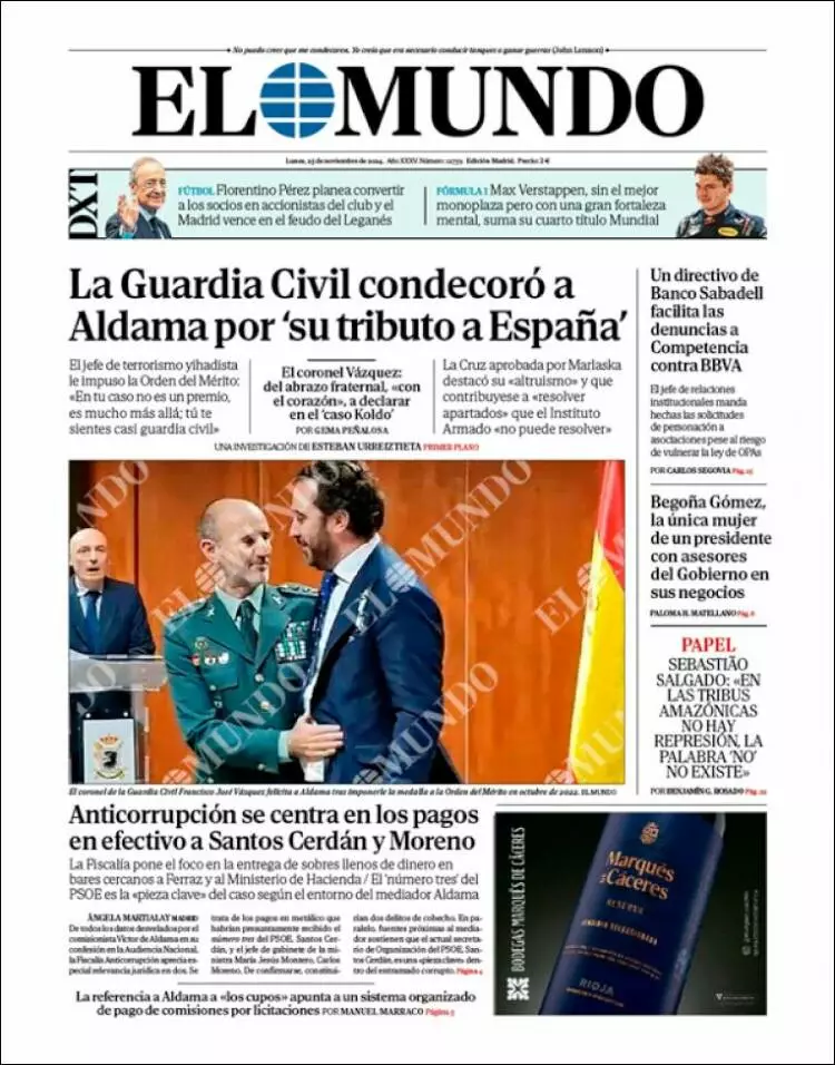 Prima-pagina-elmundo-edizione-di-oggi-2024-11-25