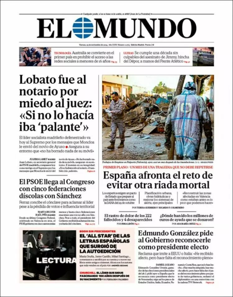 Prima-pagina-elmundo-edizione-di-oggi-2024-11-29