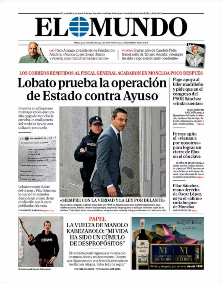 Prima-pagina-elmundo-edizione-di-oggi-2024-11-30