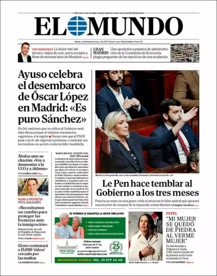 Prima-pagina-elmundo-edizione-di-oggi-2024-12-03