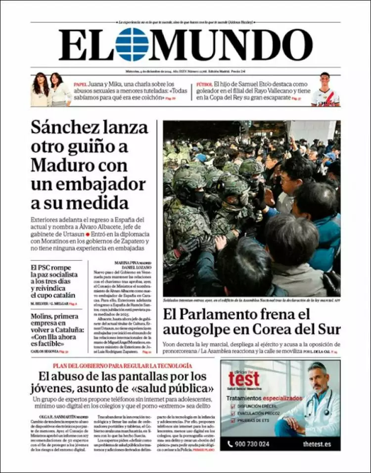 Prima-pagina-elmundo-edizione-di-oggi-2024-12-04