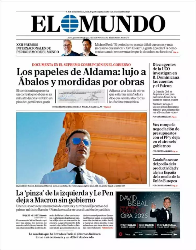 Prima-pagina-elmundo-edizione-di-oggi-2024-12-05