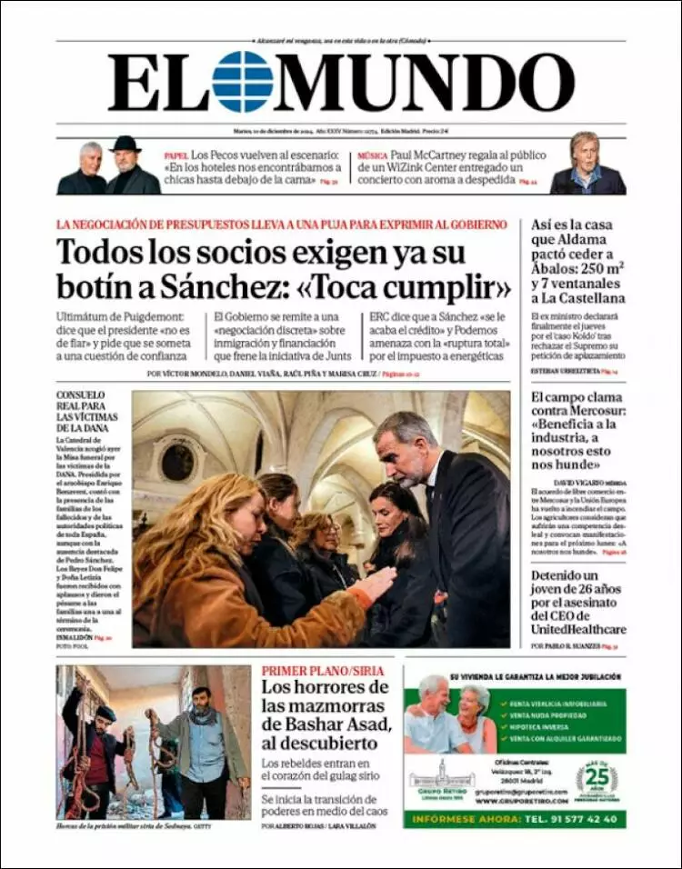 Prima-pagina-elmundo-edizione-di-oggi-2024-12-10