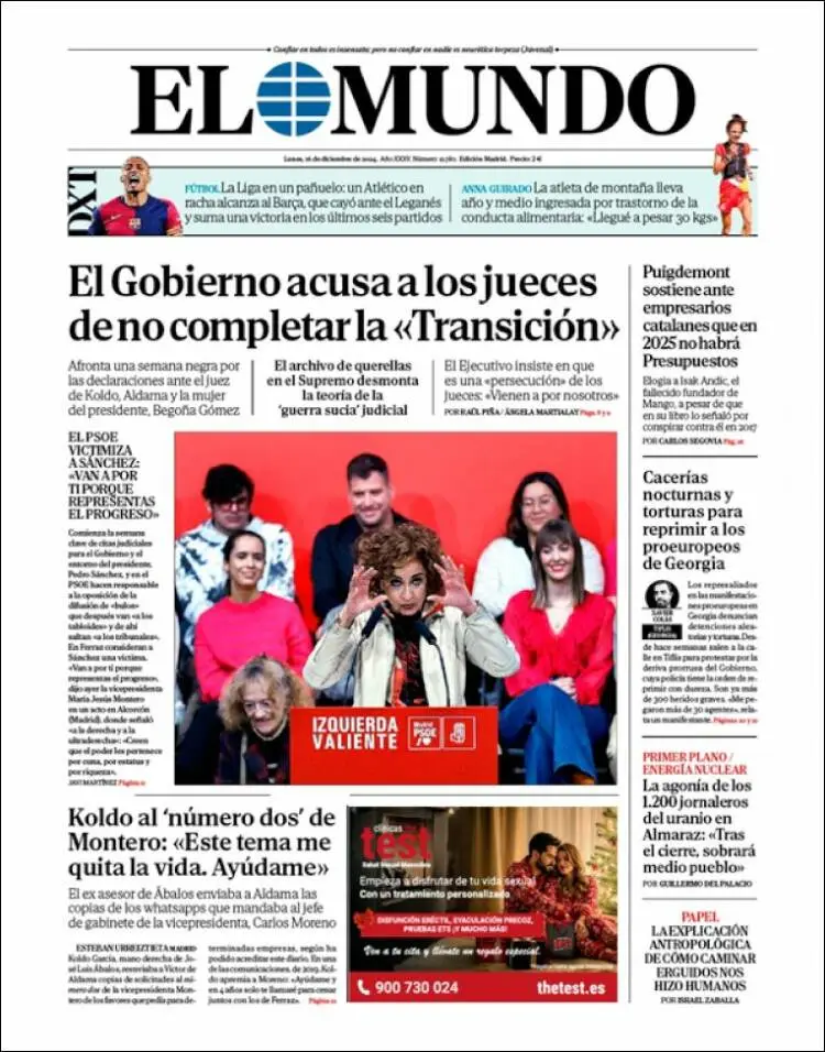 Prima-pagina-elmundo-edizione-di-oggi-2024-12-16