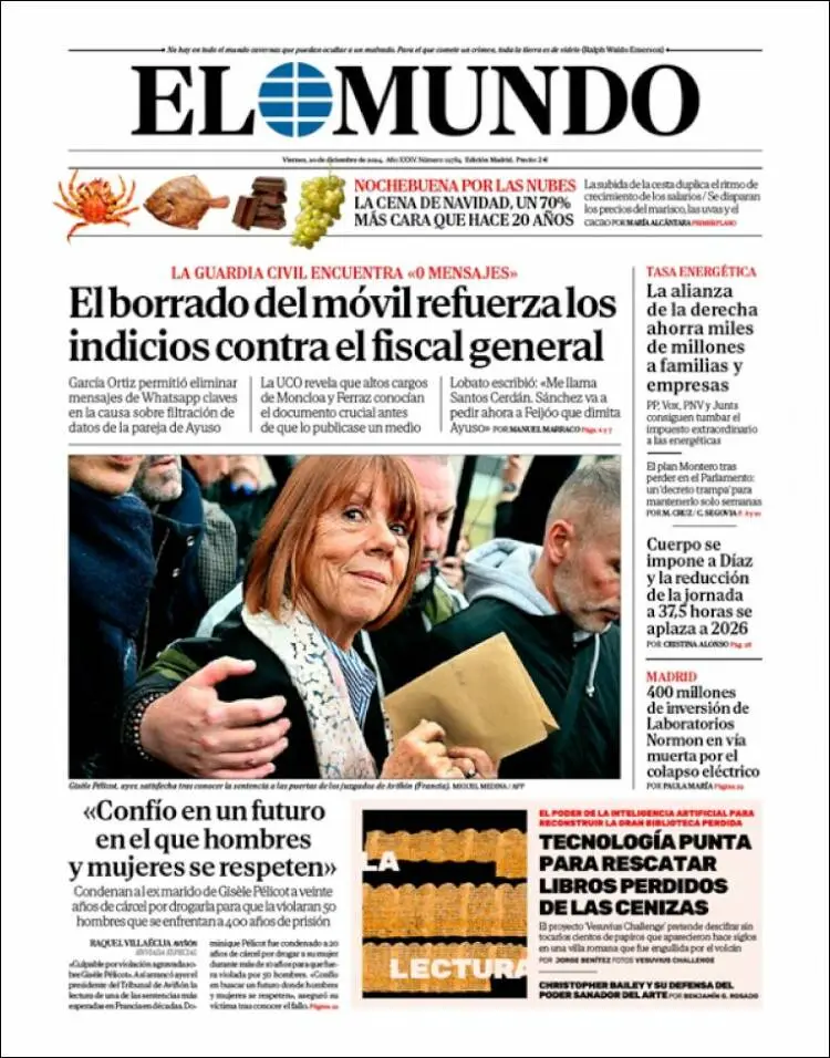 Prima-pagina-elmundo-edizione-di-oggi-2024-12-20