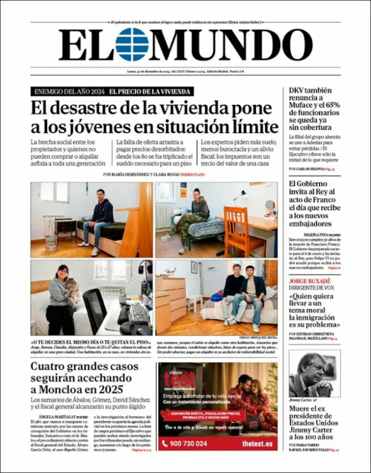 Prima-pagina-elmundo-edizione-di-oggi-2024-12-30