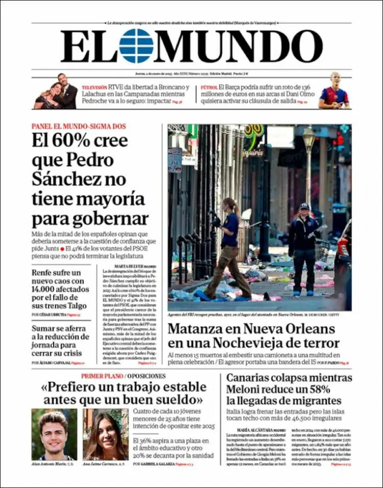 Prima-pagina-elmundo-edizione-di-oggi-2025-01-02