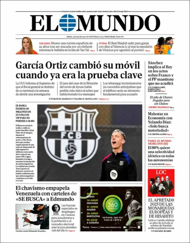 Prima-pagina-elmundo-edizione-di-oggi-2025-01-04