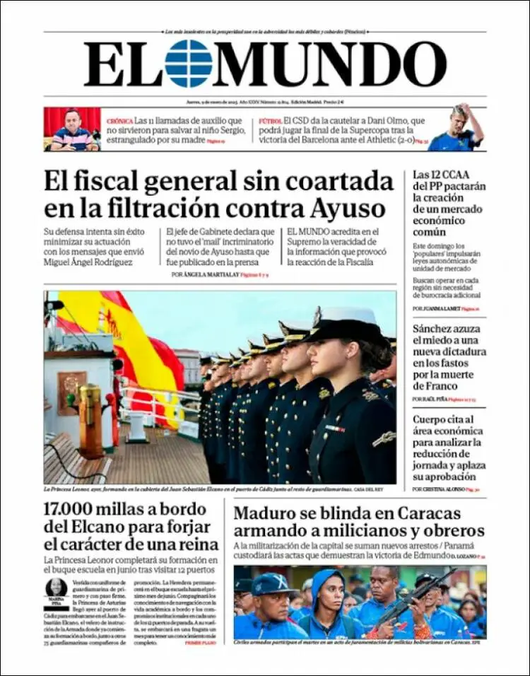 Prima-pagina-elmundo-edizione-di-oggi-2025-01-09