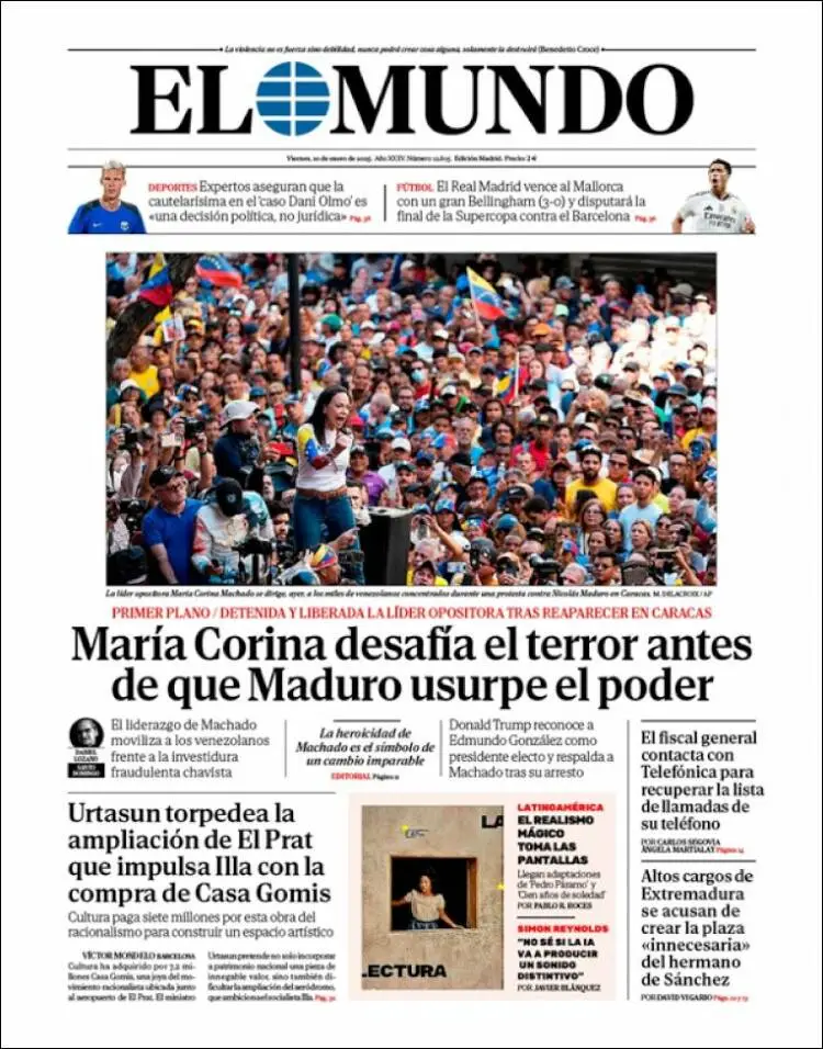 Prima-pagina-elmundo-edizione-di-oggi-2025-01-10