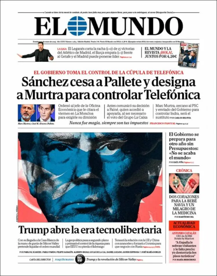 Prima-pagina-elmundo-edizione-di-oggi-2025-01-19