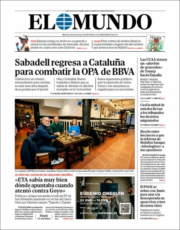 Prima-pagina-elmundo-edizione-di-oggi-2025-01-22