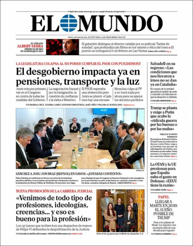 Prima-pagina-elmundo-edizione-di-oggi-2025-01-23