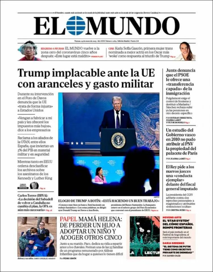 Prima-pagina-elmundo-edizione-di-oggi-2025-01-24