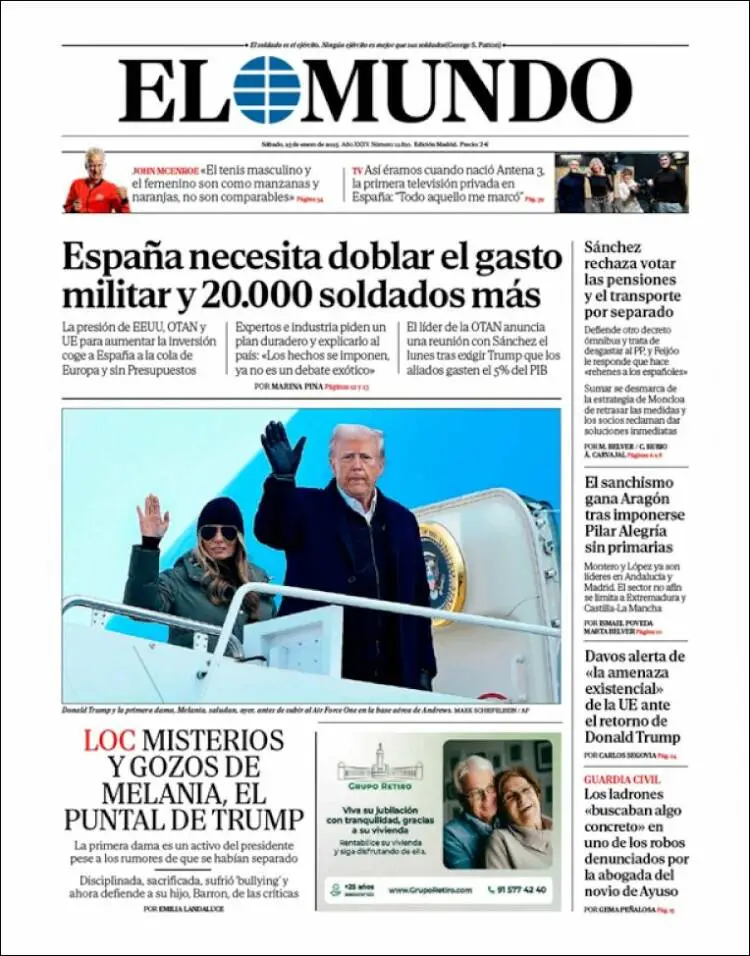 Prima-pagina-elmundo-edizione-di-oggi-2025-01-25