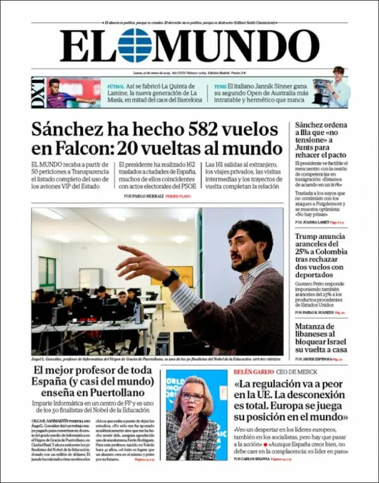 Prima-pagina-elmundo-edizione-di-oggi-2025-01-27