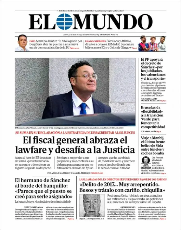 Prima-pagina-elmundo-edizione-di-oggi-2025-01-30