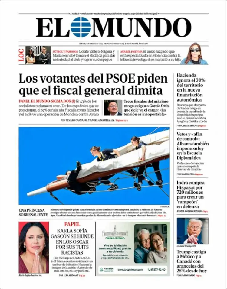 Prima-pagina-elmundo-edizione-di-oggi-2025-02-01