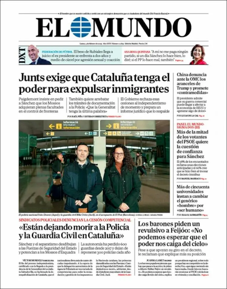 Prima-pagina-elmundo-edizione-di-oggi-2025-02-03