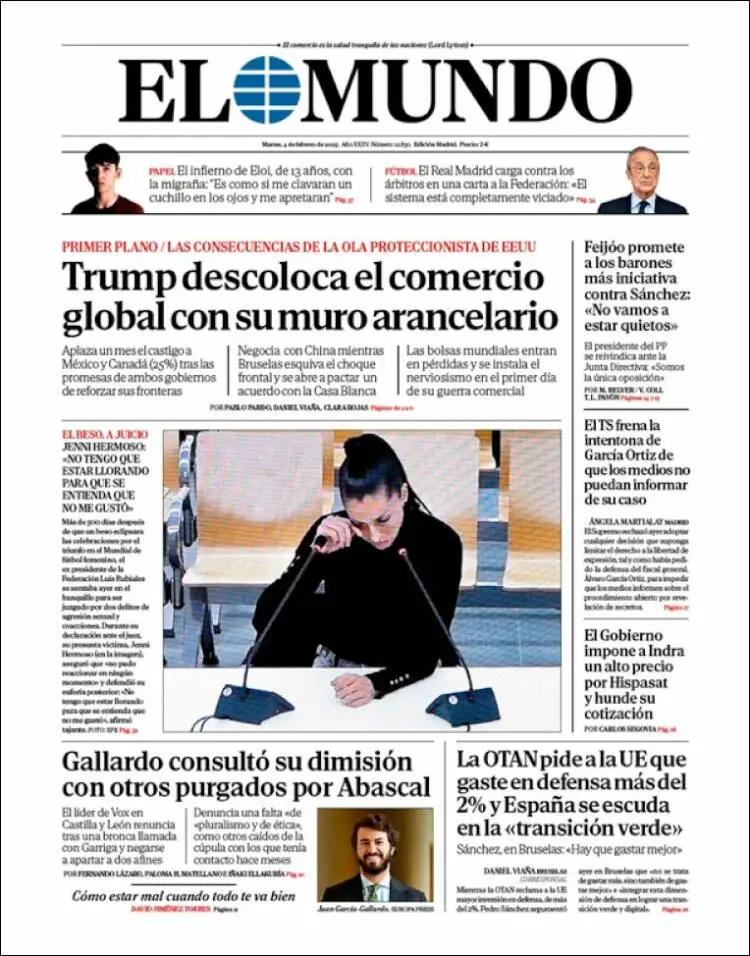 Prima-pagina-elmundo-edizione-di-oggi-2025-02-04