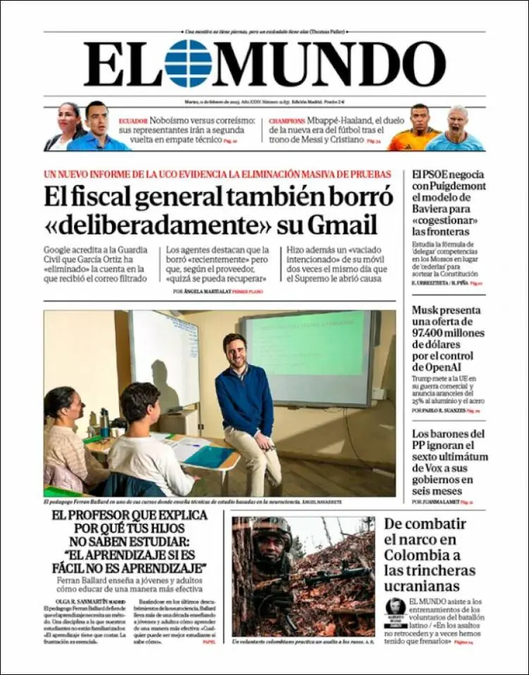 Prima-pagina-elmundo-edizione-di-oggi-2025-02-11