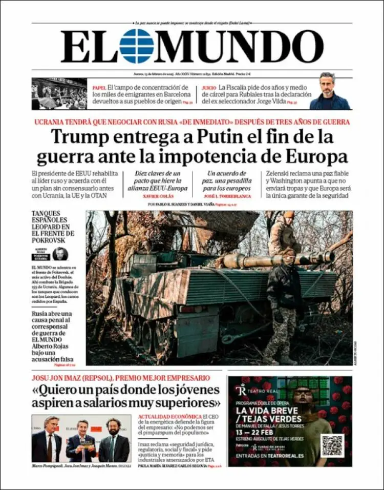 Prima-pagina-elmundo-edizione-di-oggi-2025-02-13