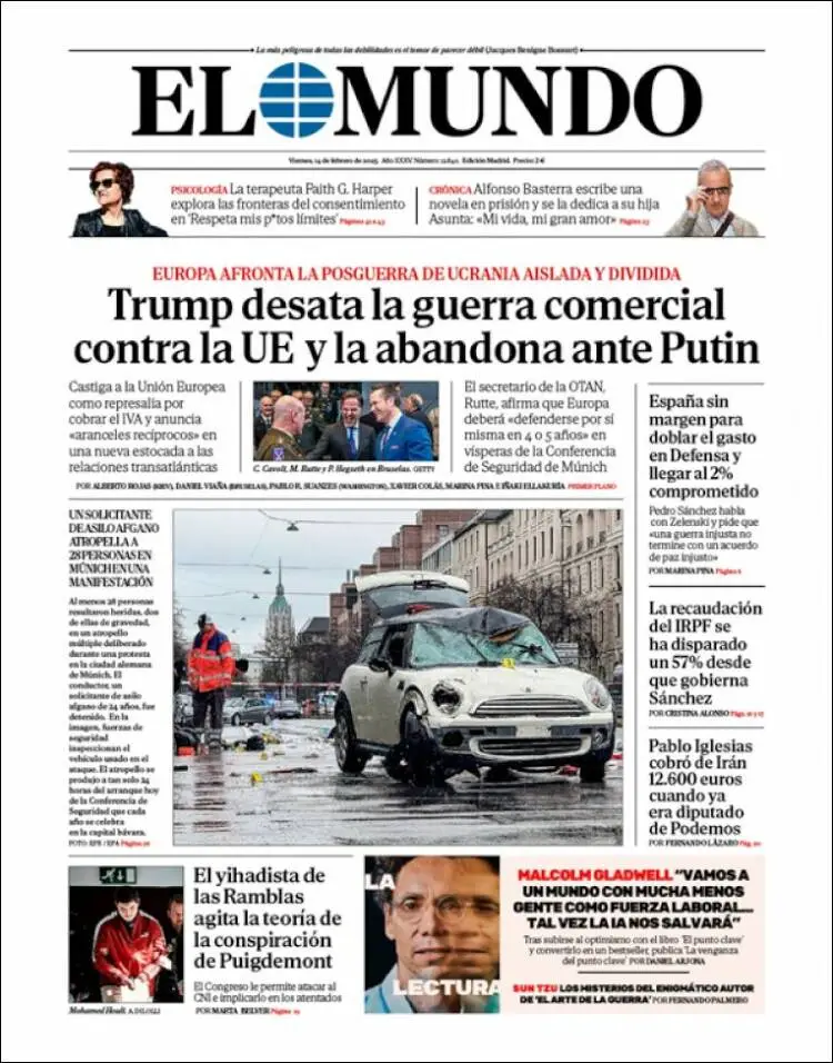 Prima-pagina-elmundo-edizione-di-oggi-2025-02-14