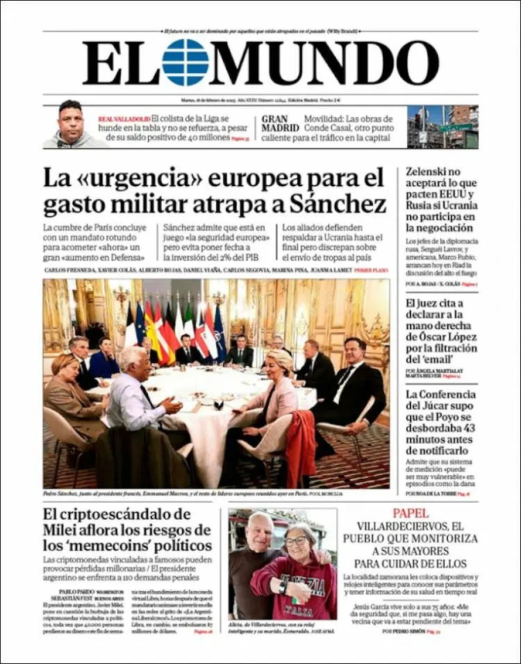 Prima-pagina-elmundo-edizione-di-oggi-2025-02-18