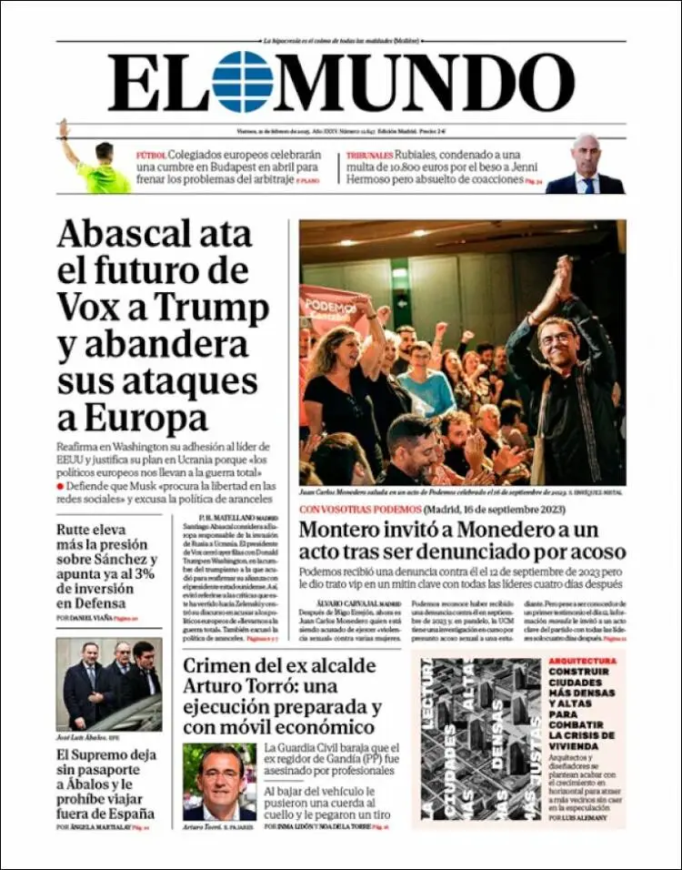 Prima-pagina-elmundo-edizione-di-oggi-2025-02-21