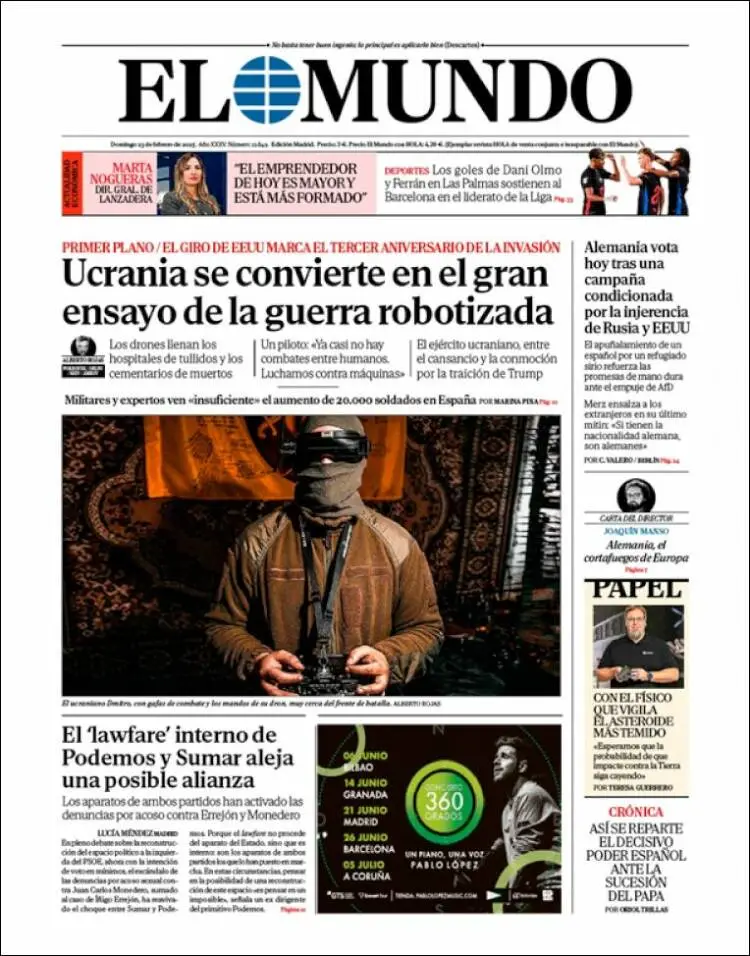 Prima-pagina-elmundo-edizione-di-oggi-2025-02-23