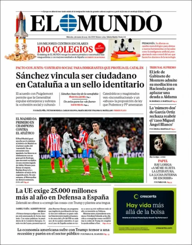 Prima-pagina-elmundo-edizione-di-oggi-2025-03-05