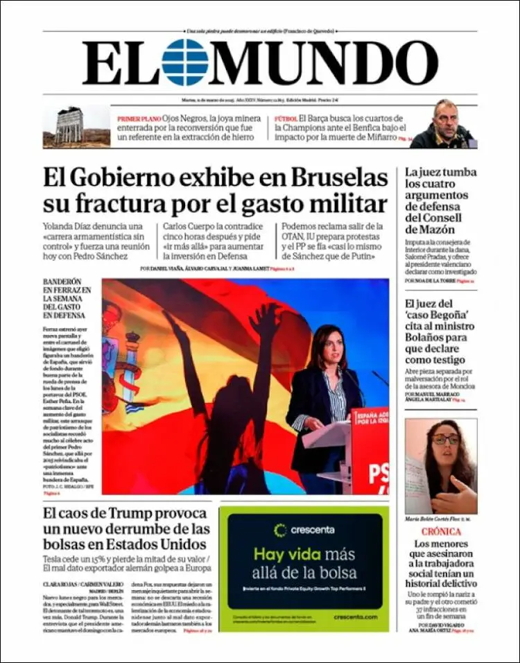 Prima-pagina-elmundo-edizione-di-oggi-2025-03-11