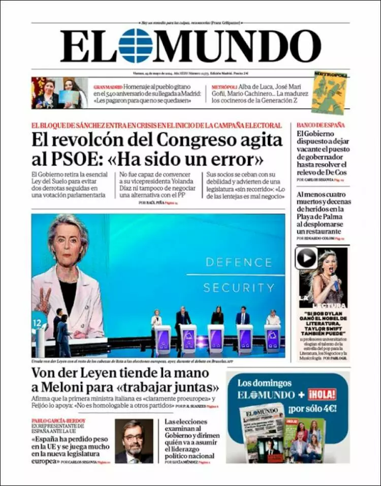 Prima-pagina-elmundo-edizione-di-oggi-24-05-2024