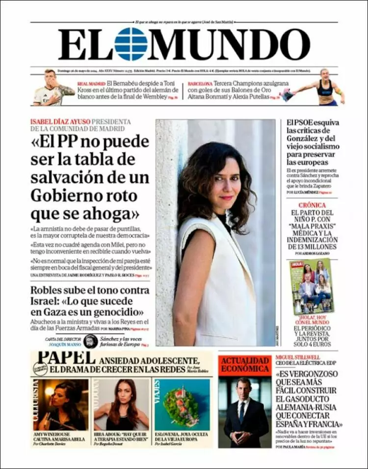 Prima-pagina-elmundo-edizione-di-oggi-26-05-2024