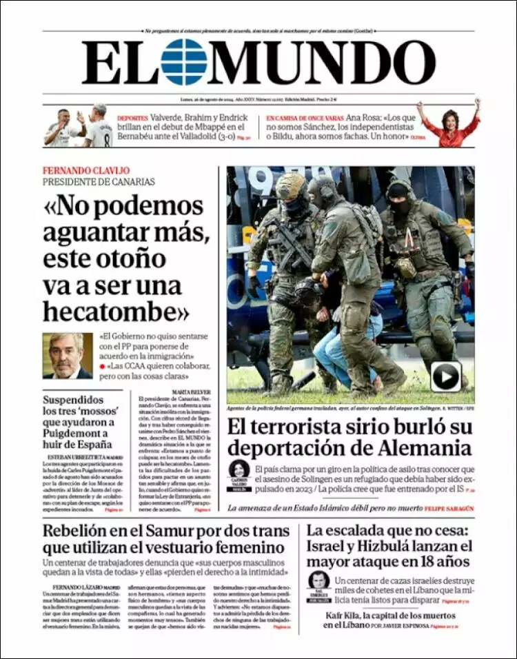 Prima-pagina-elmundo-edizione-di-oggi-26-08-2024