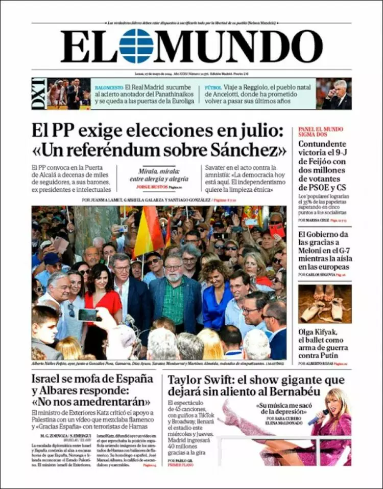 Prima-pagina-elmundo-edizione-di-oggi-27-05-2024