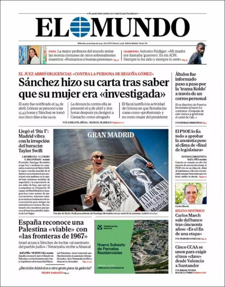 Prima-pagina-elmundo-edizione-di-oggi-29-05-2024