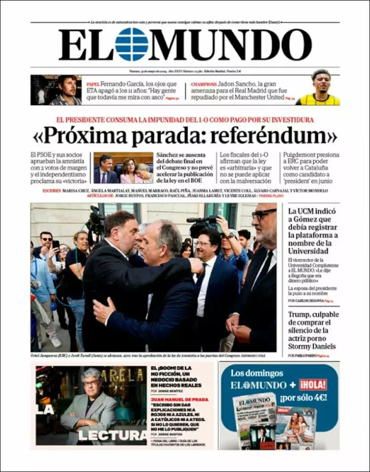 Prima-pagina-elmundo-edizione-di-oggi-31-05-2024