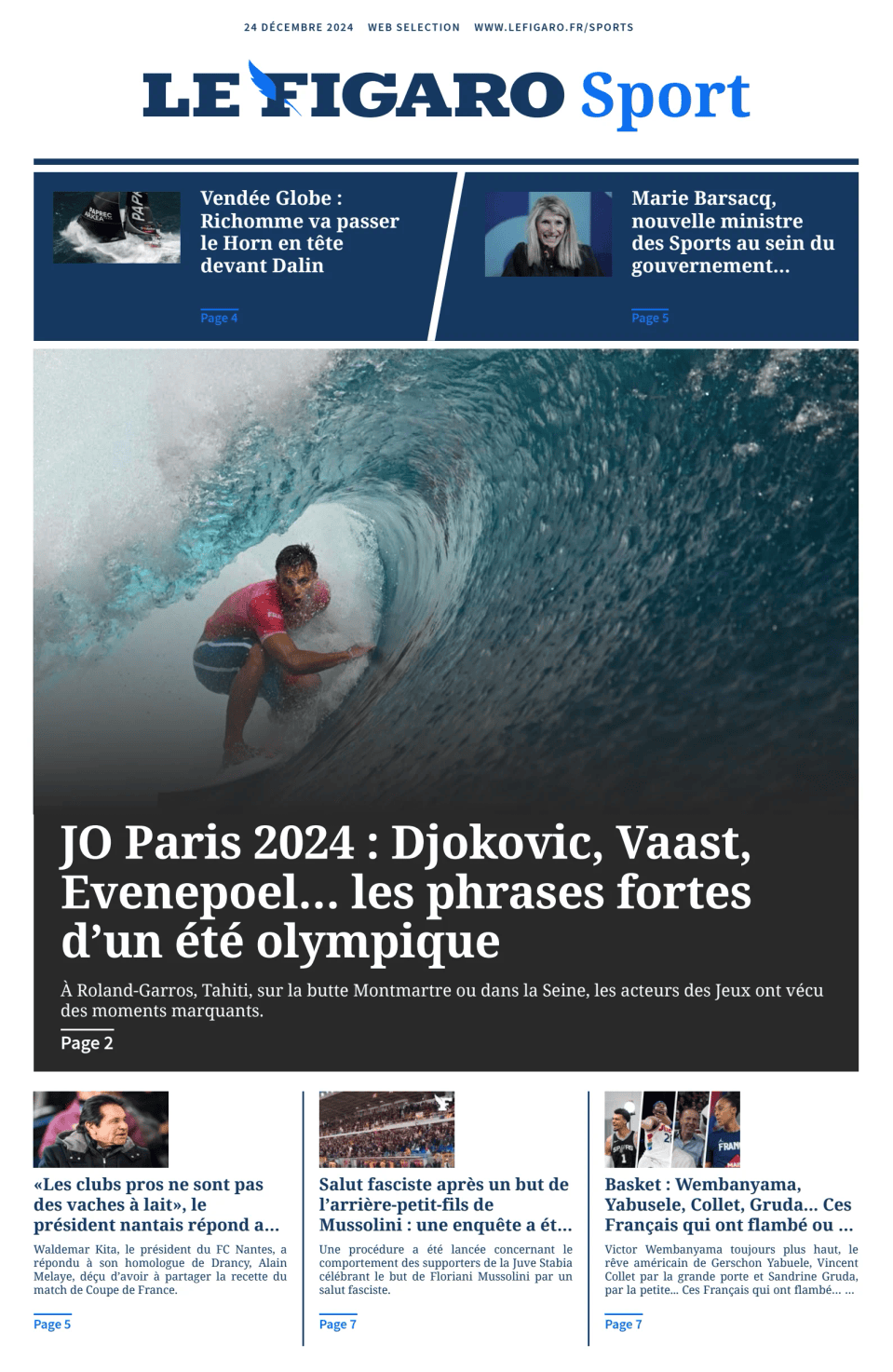 Prima-pagina-figaro-sport-oggi-edizione-di-oggi-20241224